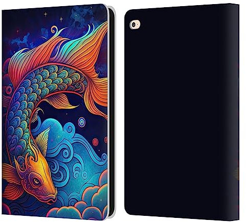 Head Case Designs Offizielle Wumples Getrübter Koi Fisch Kosmische Tiere Leder-Wallet-Hülle Kompatibel mit Apple iPad Air 2 (2014)