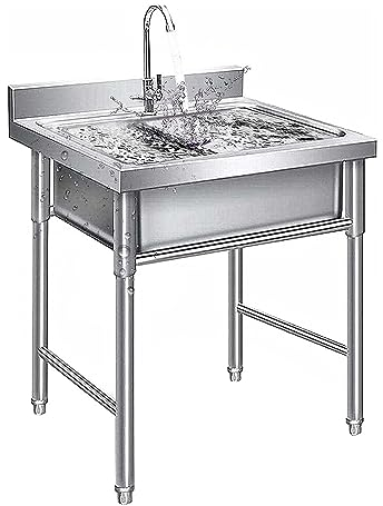 RTYHN Libre de pie Fregadero Portatil, Fregadero con 304 Tazón de Acero Inoxidable, Fregadero Exterior Jardin, para Restaurante Casa de Campo Lavadero Pila Exterior