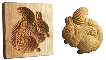 Ausstechformen aus Holz, Eichhörnchen, geschnitzte Ausstechform zum Backen, Eichhörnchenform, Kekspresse, Stempel für Ostern, Erntedankfest, Weihnachten, Küche, DIY und Familienfeiern