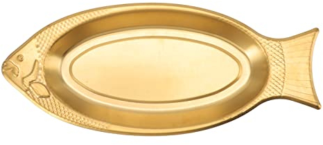 LKPOMI Bandejas de Metal para Servir Platos de Comida en Forma de Pez, Platos de Pescado Extremadamente Gruesos de Acero Inoxidable para Cumpleaños Y Bodas(M)