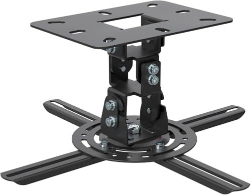 XINLEI Projector Ceiling Wall Mount, Universal Projector Wall Mount with 360°Rotation, ±20°Swivel and ±15°Tilt, Heavy Duty Adjustable Clamp, Capacity 13.6kg, Black PR14B