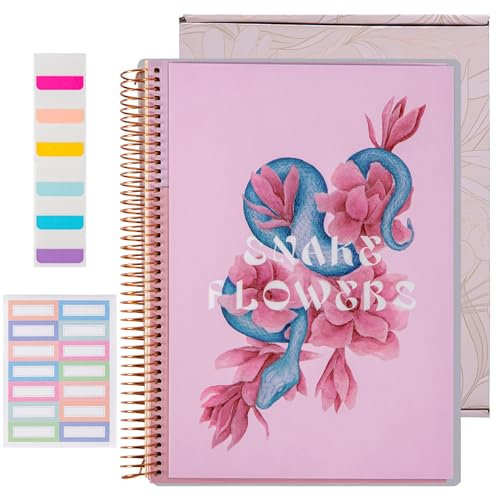 TIEFOSSI Cahier à spirale à cinq matières 29,5 × 21,5 CM, 200 grandes pages lignées, Cahier à onglets, Pour femmes et hommes, Pour le travail, les fournitures scolaires, le journal intime