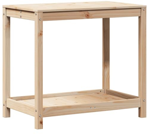 vidaXL Pflanztisch, Gärtnertisch mit Ablage, Blumentisch für Garten Balkon Terrasse, Gartentisch Arbeitstisch, 82,5x50x75cm Massivholz Kiefer