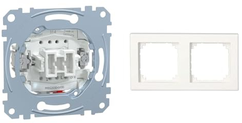 Schneider Electric Merten MEG3150-0000 & Merten 478129 M-Smart Rahmen für Steckdosen und Schalter 2-fach, polarweiß glänzend