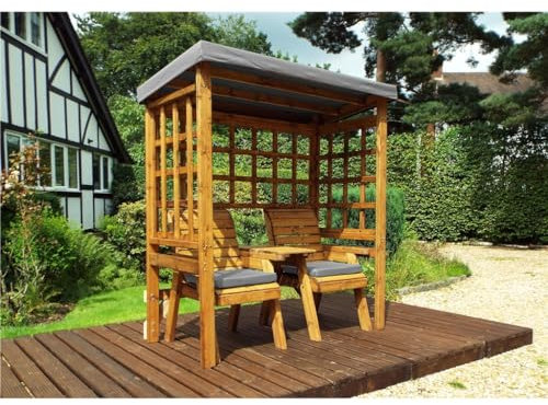 Marlborough Timber Traditional Harvey Twin Seat Arbour with 2 x Chair Cushion Grey