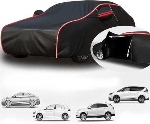 Bache Voiture Exterieur Anti Grele pour Dacia Duster 2018-2023, Bâche de Protection extérieure Contre Tous Les Temps, Housses Voiture imperméables et Respirantes avec Bandes Réfléchissantes(Black-red)