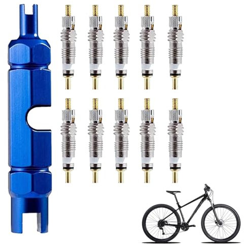 YHQZ 11 Pcs Bicycle Presta Valve Remover Tool Kit,Replacement Bicycle Presta Valve Remover Tool Kit,Replacement Presta Valve Core Replacement Set,Presta Valve Cores for Universal Road Bike&Mountain Bicycle
