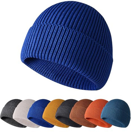 Enwokran Wintermütze Mütze Herren Damen Strickmütze Roll up Edge Cuffed Beanie Klassisches Design Herrenmütze Modern Weich Elastisch Haube Atmungsaktivem (Königsblau)