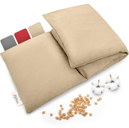 smøla Cojín de huesos de cereza grande para microondas, 3 cámaras, 47 x 19 cm, cojín de granos para espalda, cuello y hombros, 850 g, huesos de cereza, calentador de riñones, bolsa de calor natural,