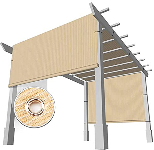 Garten-Pergola-Netzstoff, rechteckig, für Außenbereich, Terrasse, 90 % Sonnenschutz, Trauben-Gitterstoff, Beige, 3 m x 4 m