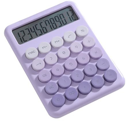 Hanzete - Calcolatrice da tavolo a 12 cifre, grande display LCD, grande pulsante rotondo, graziosa calcolatrice colorata sfumata, adatta per ufficio, scuola, casa, per bambini, studenti, contabili