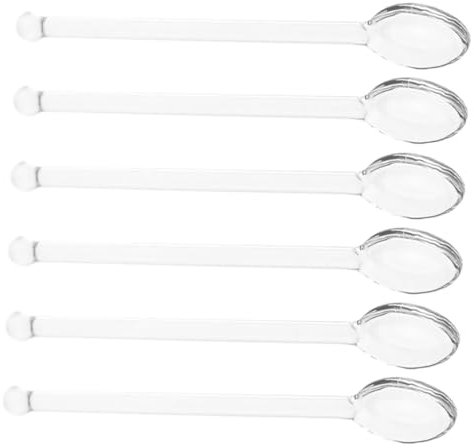 OUNONA 6 Piezas cuchara de vidrio cucharas vaso mezclador de cristal agitadores de café de vidrio cucharaditas pequeñas cuchara de servir de vidrio cuchara de sal Transparent