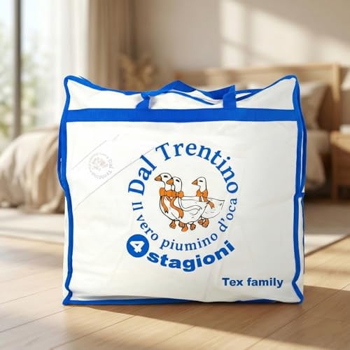 Piumino d’Oca Trentino 4 Stagioni, 2 Piumini Separabili, Soffice, Versatile, 50% Piumino e 50% Piuma d’Oca, Certificato OEKO-TEX - Letto Singolo - 1 Piazza - Cm. 155X200