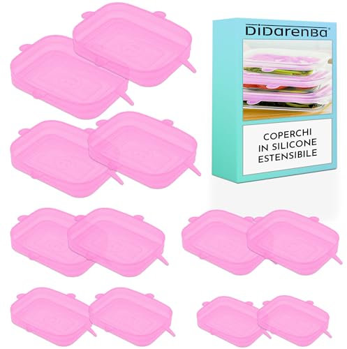 Coperchi in silicone estensibile 12 pezzi dimensioni diverse lavabili in lavastoviglie coperchio tappi silicone rosa