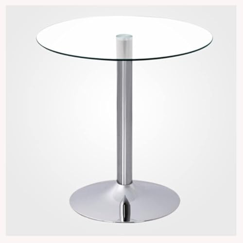Mesa redonda de cristal con pedestal, moderna mesa de comedor circular para 2-4 personas, soporte cromado, 60 cm