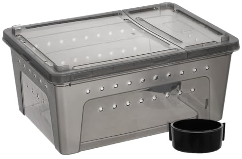 OUNONA Faunabox Aus Kunststoff Mit Fütterungskasten Reptilien | Belüftete Sichtboxen trennen kleine Reptilien und Wirbellose für Pflege, Transport und kontrollierte Beobachtung