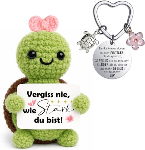 Farbeele Geschenke für Frauen, Einschulung Geschenk, MutmacherGeschenk | Gute Besserung, Geburtstagsgeschenk für Freundin, Schwester, Familie, Positive Figur mit Glücksbringer Schlüsselanhänger