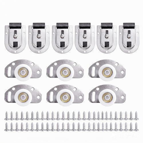 Universal Sliding Door Kit-6 Pack Bottom Rollers, Wardrobe Slide Door | for Wardrobe Door Smooth Gliding Wardrobe Sliding Doors - Easy Installation & Durable Build