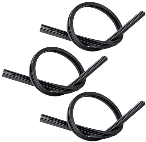 3 Pcs Wiper Blade Refills, 28-Inch Universal Silicone Rubber Replacement for Windshield Wipers, Cuttable Frameless Wiper Blade Strips for Cars, SUVs, and Trucks, All-Weather Clear Vision