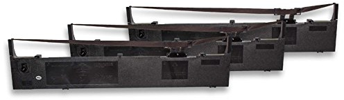 vhbw 3x Farbband Schriftband kompatibel mit Epson LQ 2100 Serie | LQ 2170, LQ 2190, LQ 2180, LQ 2190 N Nadeldrucker, Bondrucker - Schwarz