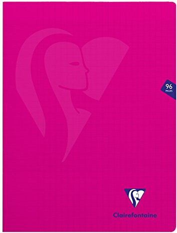 Clairefontaine 313361C - Schulheft / Heft Mimesys, DIN A4+ 24x32 cm, 48 Blatt 90g, französische Lineatur, Einband aus PP, geheftet, Rosa, 1 Stück