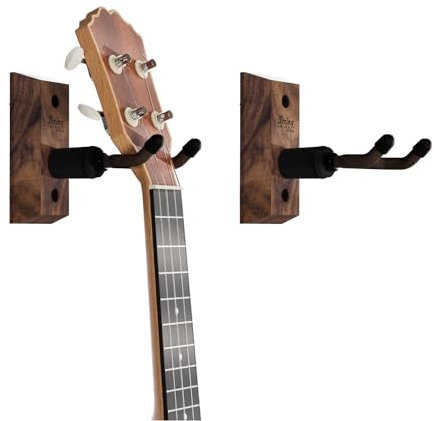 String Swing Ukulele-Wandhalterung für Mandoline, Ukulele, Konzert, Ananas, Sopran, Tenor und Bariton, kompatible Hülle, Alternative für Zuhause oder Studio – schwarzes Walnussholz CC01UK-BW (2 Stück)