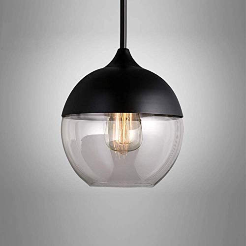Mengjay Suspension Luminaire Industriel Style Vintage Lampe Lustre Plafonnier Retro En Métal Verre Rétro E27 Edison Culot Pour Cuisine Salon Salle à Manger Chambre Couloir Escalier,Ø20CM