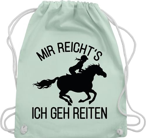 Turnbeutel Rucksack - Pferde - Taschen - Mir reichts ich geh reiten - Unisize - Pastell Grün - reiterzubehör stalltasche pferd pferdeliebhaber horse juterucksäcke reitsport zubehör pferdebeutel