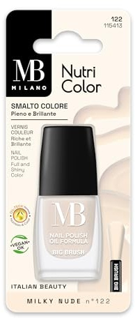 MB Milano Nutri Color Nagellack – Intensive & Glänzende Farbe – Oil-Tech Formel – Breiter Pinsel – Vegan – 8 ml – Milky Nude Nr. 122