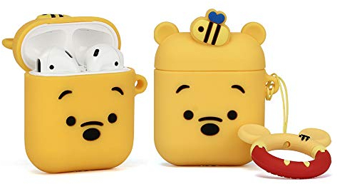 YIGEYI Custodia in Silicone Compatibile con Airpods 1 e 2 Funny Cute Cartoon 3D Case Cover[Serie di Animazione Leggero] (Winnie)