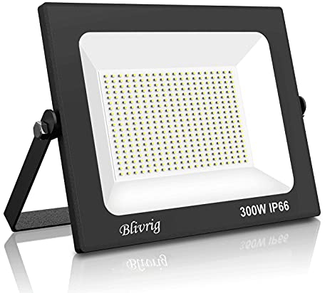 Blivrig 300W LED Strahler Außen Kaltweiß 6500K, 30000LM Superhell Außenstrahler, IP66 Wasserdicht LED Fluter, Flutlicht, Aussenlampe für Gärten, Innenhöfe, Garage, Hotel