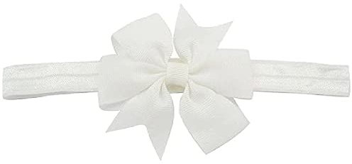 FASCIA CAPELLI PER BAMBINA NEONATA FIOCCO BABY BOW POIS BATTESIMO CERIMONIA COMPLEANNO REGALO NASCITA Brillabenny (BIANCA)