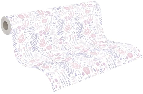 A.S. Création Kinderzimmertapete Little Love Tapete mit Blumen floral PVC-freie Vliestapete lila rosa weiß beige seidenmatt glatt 381181