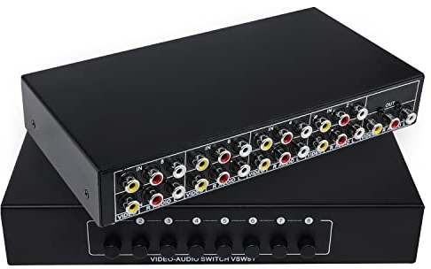 Boîte de Commutation 8 Ports RCA AV 8 entrées 1 Sortie, commutateur Audio vidéo AV 8 Voies, commutateur Composite AV 8 en 1, répartiteur RCA pour HDTV LCD DVD Consoles de Jeux