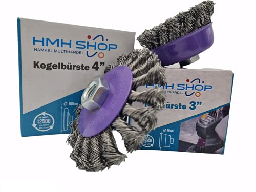 Drahtbürste Winkelschleifer M14 Topfbürste Ø 75mm Kegelbürste Ø 100mm gezopft (1, Kegelbürste Ø 100mm)