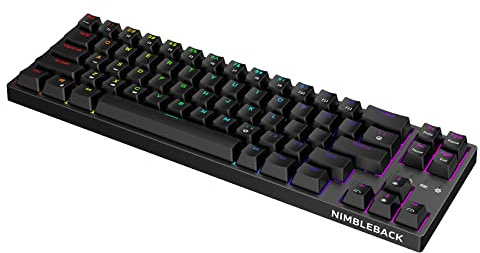 LTC NB681 Nimbleback Wired 65% Mechanical Keyboard, RGB Backlit Ultra-Compact 68 Keys Gaming Keyboard with Hot-Swappable Switch and Stand-Alone Arrow/Control Keys (Hot Swappable Blue Switch, Black)