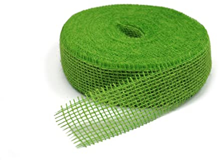 Juteband, Natur Jute, 5 cm breit, 40 m Rolle | Tischband Deko Hochzeit rustikal Natur/Farbig (grün)