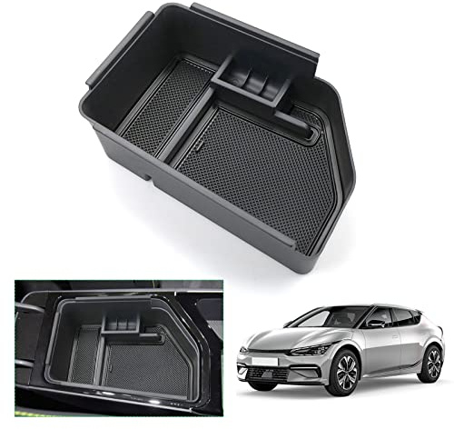 [UK RHD] GAFAT Compatible with Kia EV6 GT Line 2021-2026 2027 Centre Console Storage Box, Facelift 2025 EV6 Accessories UK Armrest Organiser Tray Centre Armrest Glove Box (Black)