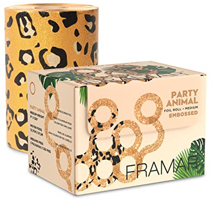 Framar Papel Mechas Peluqueria - Papel Aluminio Peluqueria, Láminas para el Cabello Largo con Textura en Relieve Antideslizante para Estilistas de Cabello – Estampado Animal, Leopardo - 97,5 m