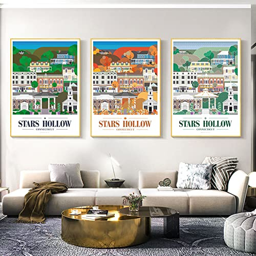 TANYANG Nordic Posters And Prints Stars Hollow Poster Inspirierte Landschaft Leinwand Malerei Wandkunst Bild Für Wohnzimmer Wohnkultur 30Cmx40Cmx3Pcs