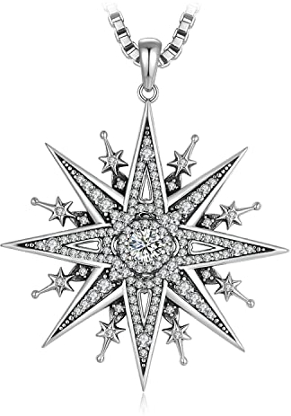 JewelryPalace Gothik Vintage Kette Anhänger 45CM, Polaris Kette mit Zirkonia Stein Halskette Damen Silber 925 Collier Damen Ketten Mädchen, Halskette mit Stern für Frauen Geschenke