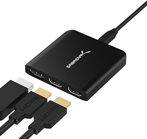 SABRENT USB C to HDMI Adapter with Dual HDMI & DisplayPort, 8K/4K Multi-Display Hub for MacBook, iPad Pro, XPS, Thunderbolt 3/4 Compatible (DA-H2D1)