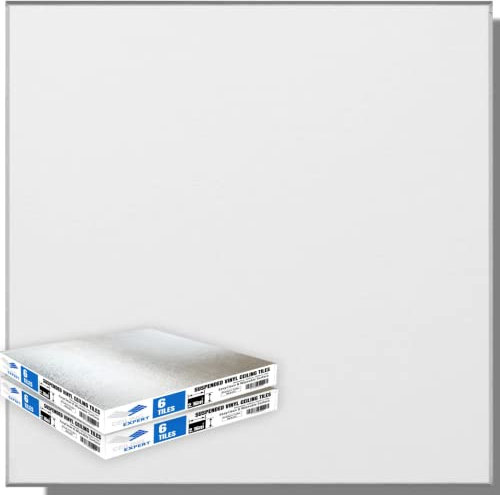 Suspended Vinyl Ceiling Tiles 595mm x 595mm x 7mm EASYCLEAN & Wipeable 600mm x 600mm Pack of 12 Tiles for 4.32m2 Area