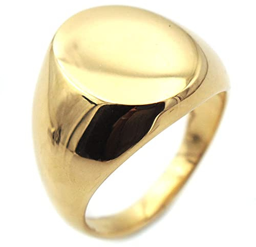 Banemi Herren Ringe Vintage, Verlobungsring für Mann Titan Edelstahl Runder Flacher Siegelring Aus Gold Mode Geschenk Ring