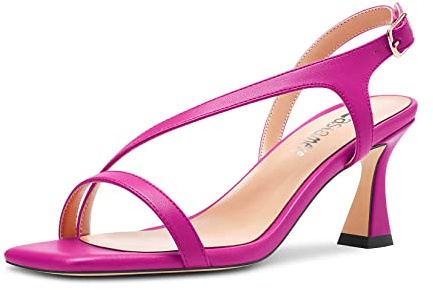 Castamere Donna Medio Tacco Heel Aperte sulla Punta Slingback Estate da Matrimonio Ballo Cute 6.5 CM Heels Fucsia 40 EU