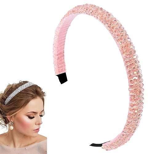 Hairbands Women Pink Headband Crystal Hairband Shiny Non Slip Beaded Bling Hair Accessories Decoration for Girls 3116