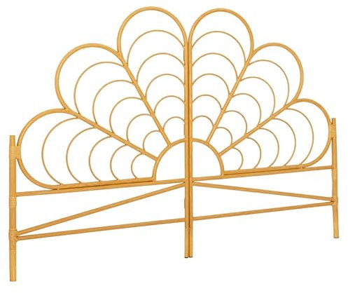 IDMarket - Kopfteil auf Fußteil, Ivy, 140 cm, Rattan-Effekt, in Blumenform