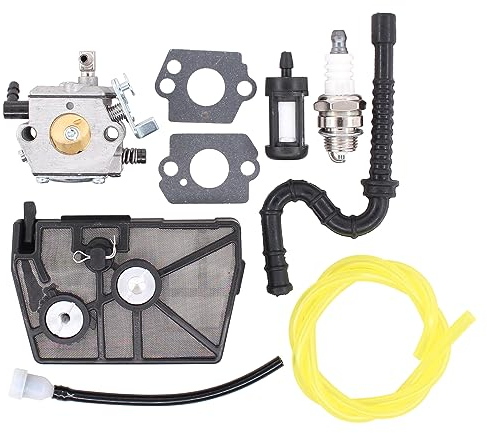 Juego de carburador de reparación con filtro de aire, filtro de combustible, bujía, tubo de combustible, junta de suministro de combustible, carburador artesanal, repuesto para motosierra Stihl 028 AV