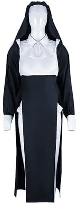 Xinchangda Sexy Vampir Nonne Cosplay Kostüm Eng anliegendes Halloween Kostüm Gothic Maid Outfit Freche Nonne Rollenspiele Kostüm