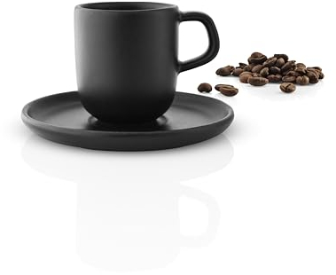 EVA SOLO | Nordic Küche Espressotasse mit Untertasse | Espressotasse in der richtigen Größe | 4er Set | Schwarz
